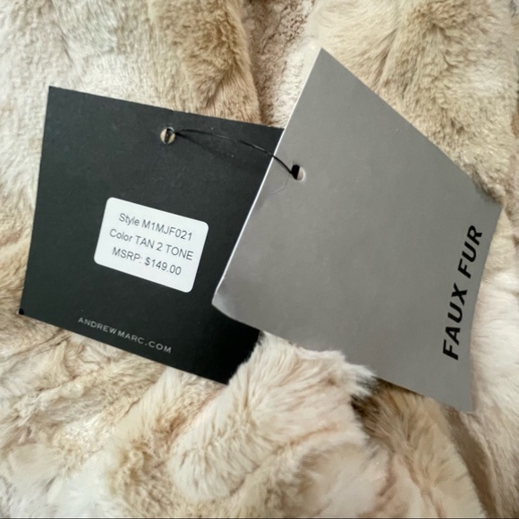 -Andrew Marc New York Faux Fur Tan 2 Tone Coat size Large - Picture 12 of 15